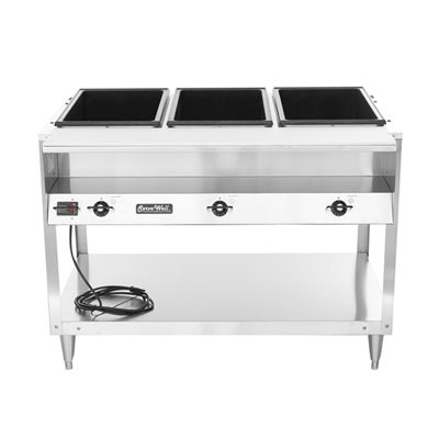 Stainless steel hot table with 3 individual wells 240 volts 3 phases